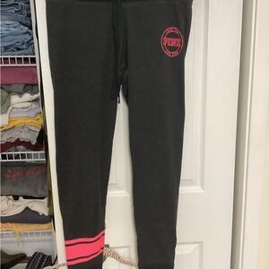 Victoria's Secret Black Leggings with Pink Accents